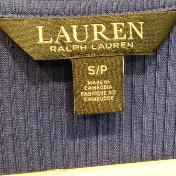 Ralph Lauren Womens Babydoll Top Size Small S Blue Black Label Twisted Front 90s - Picture 3 of 9